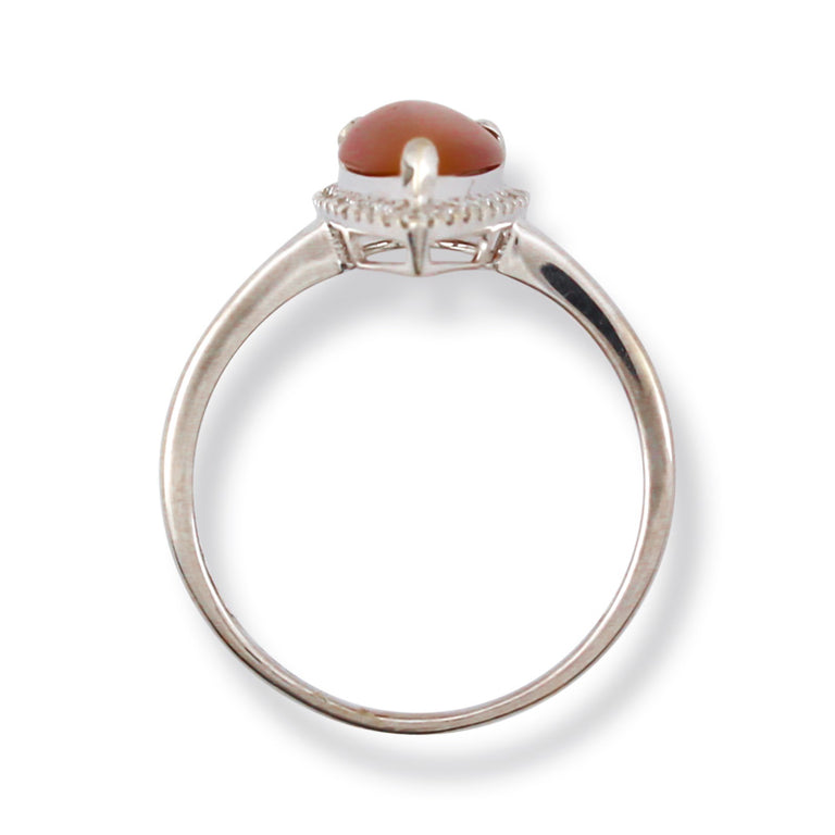 Red Jade & Diamond Ring