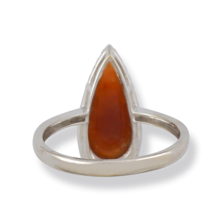 Red Jade & Diamond Ring