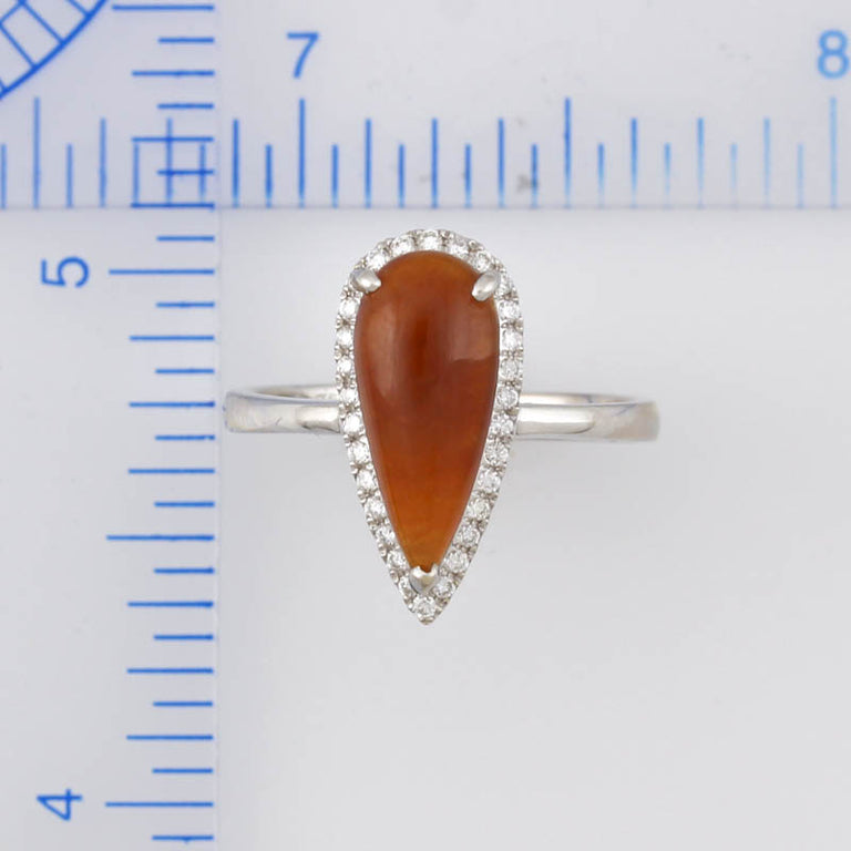 Red Jade & Diamond Ring