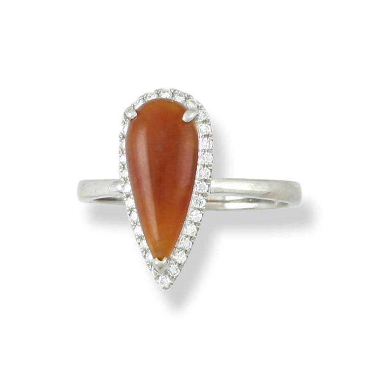 Red Jade & Diamond Ring