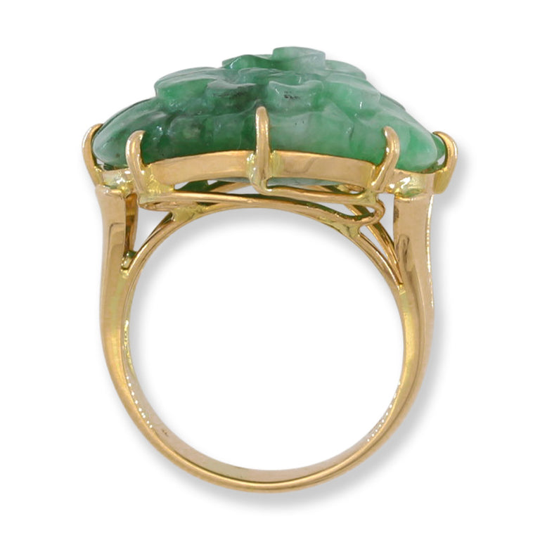 Carved Green Jade Ring