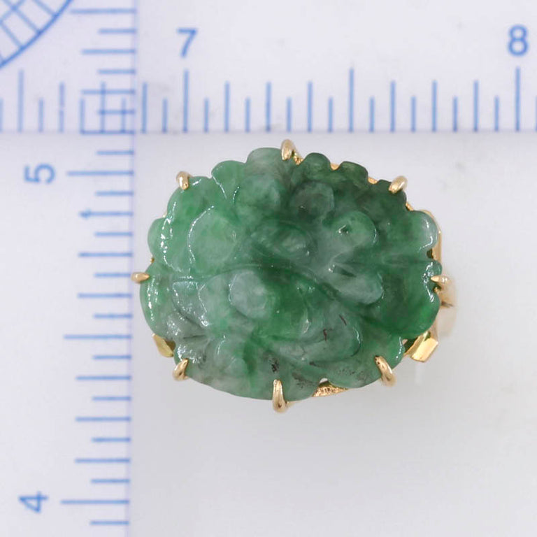 Carved Green Jade Ring