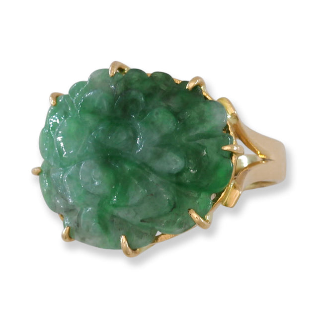 Carved Green Jade Ring