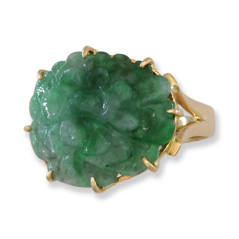 Carved Green Jade Ring