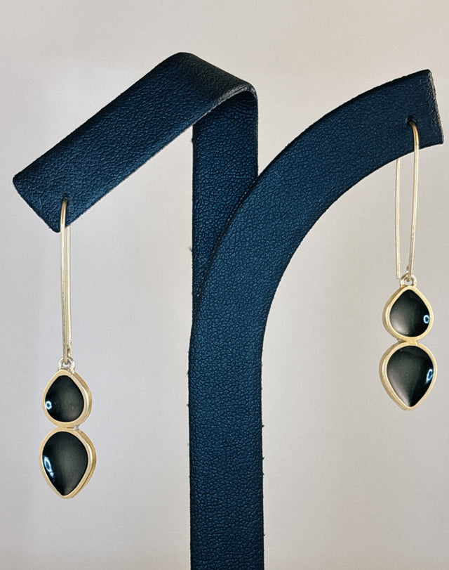 Grey Double Petal Earrings