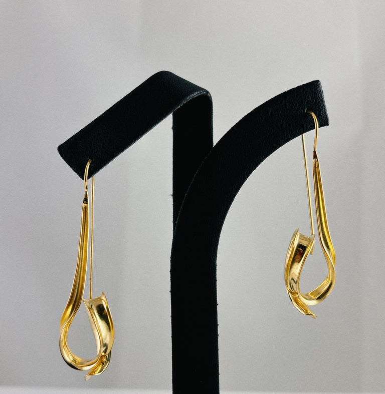 Yellow Coiling Ribbon Earrings