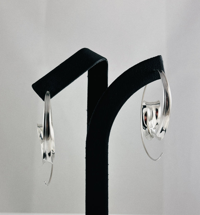 Spiral Concave Ribbon Hoop Earrings