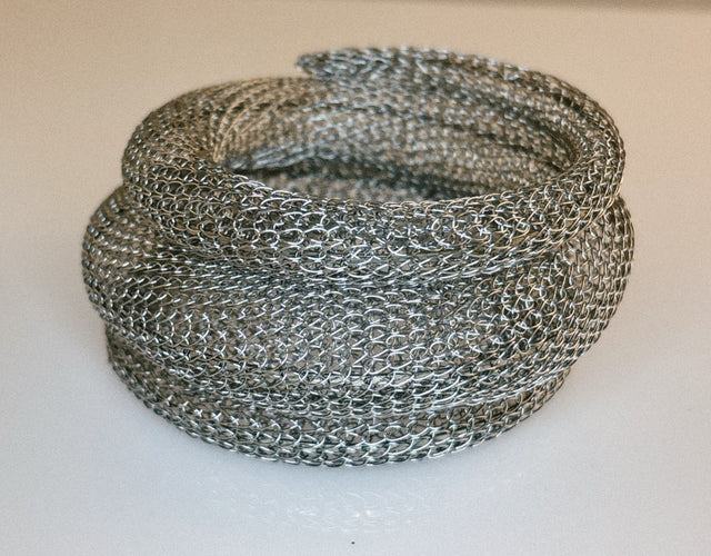 Knit Silver Wire Mesh Coil Wrap Bracelet