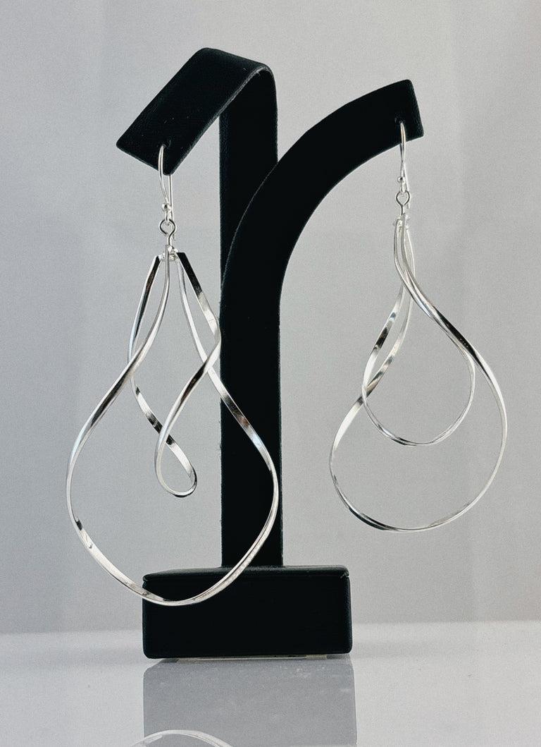 Double Twist Pear Ribbon Mobile Earrings