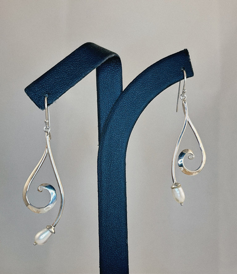 Treble Clef Earrings with Pearls