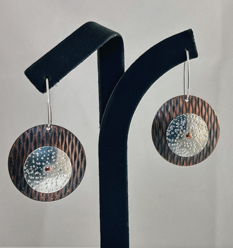 Copper Double Disc Earrings