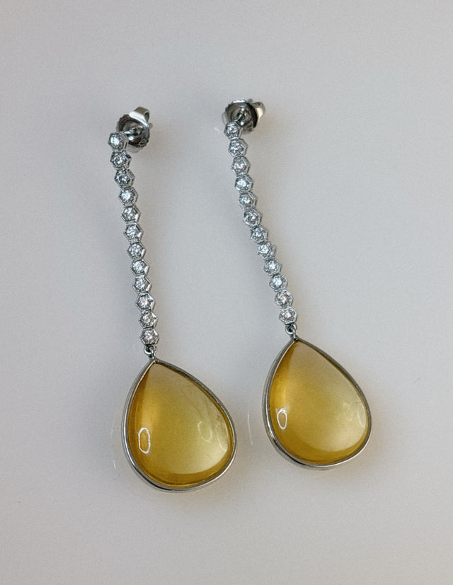 Citrine Drop + Diamond Earrings