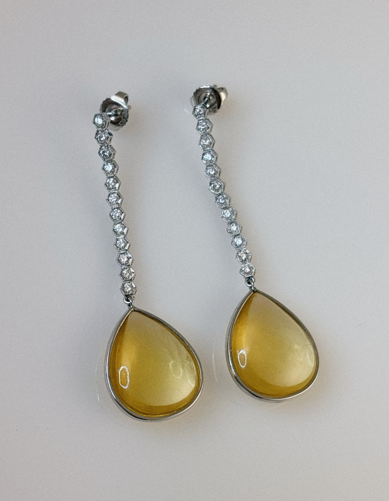 Citrine Drop + Diamond Earrings