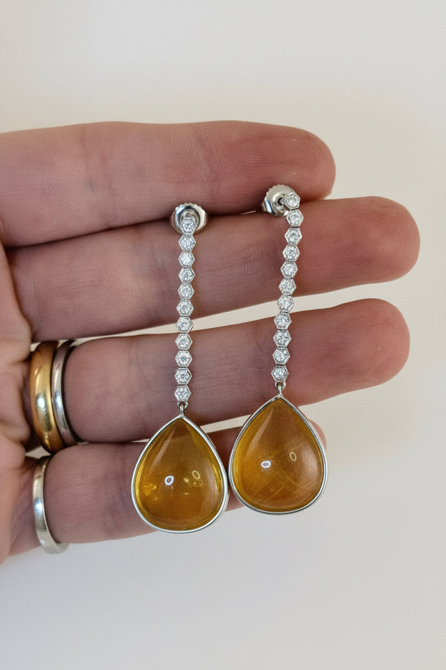 Citrine Drop + Diamond Earrings