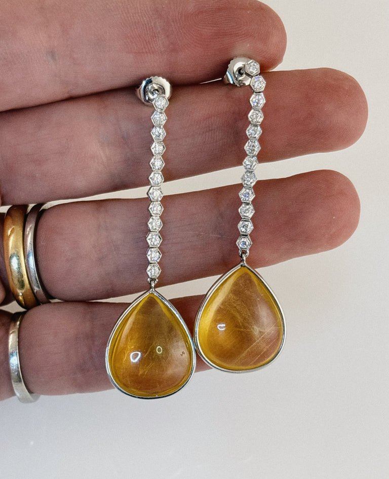 Citrine Drop + Diamond Earrings