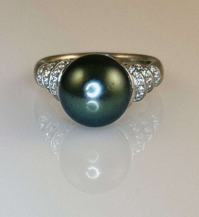 Tahitian Pearl + Diamond Ring