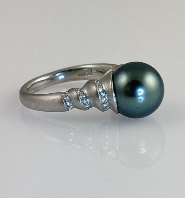 Tahitian Pearl + Diamond Ring