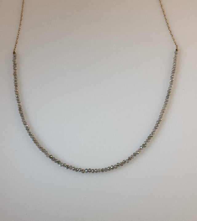 Labradorite Bead + Gold Necklace