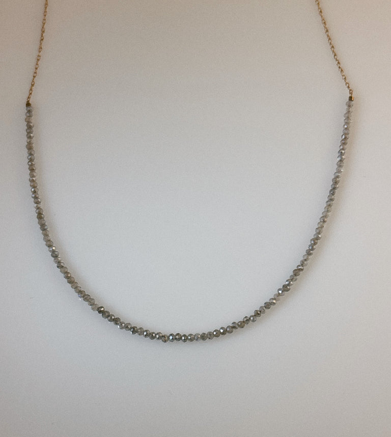 Labradorite Bead + Gold Necklace