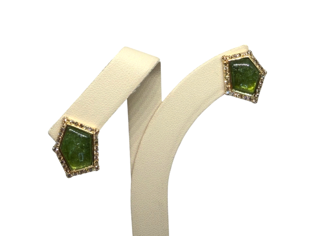 Green Tourmaline Kite Halo Earrings