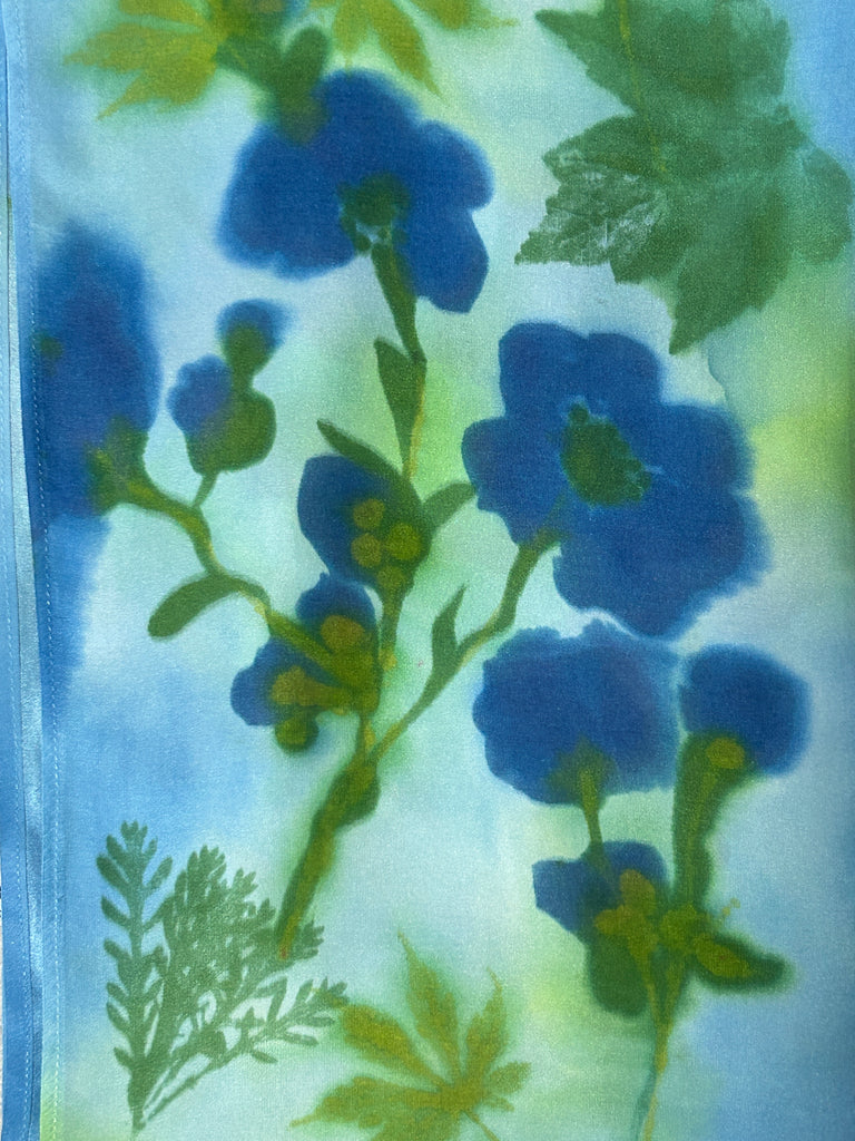 Blue Poppies Silk Scarf