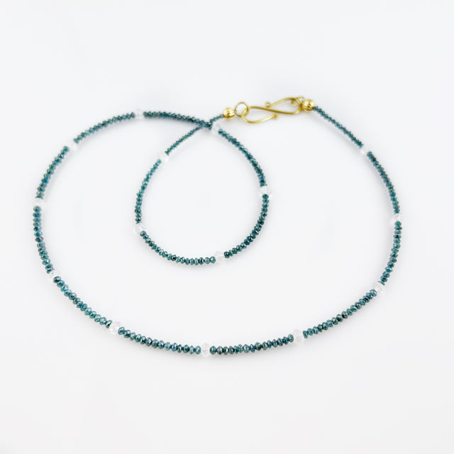 Blue Diamond + Moonstone Necklace