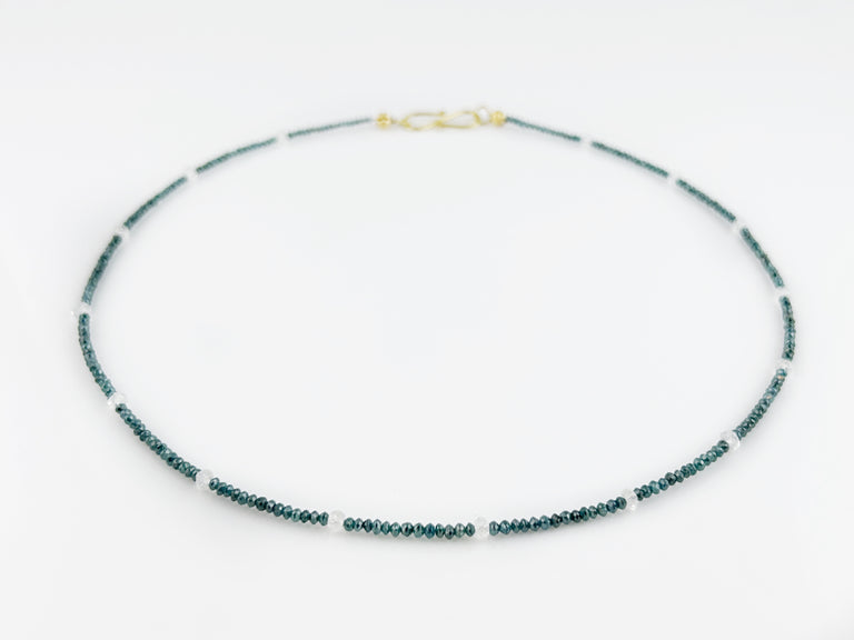 Blue Diamond + Moonstone Necklace
