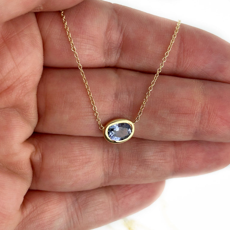 Blue Sapphire Center Pendant Necklace