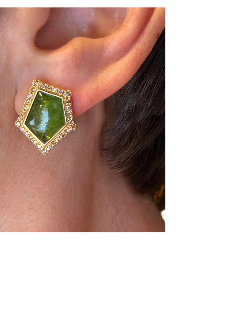 Green Tourmaline Kite Halo Earrings