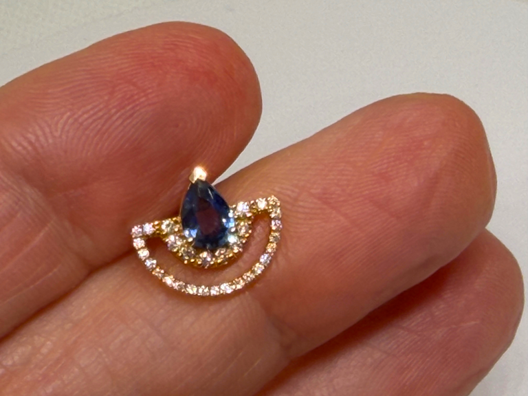 Blue Sapphire + Diamond   Earring Studs