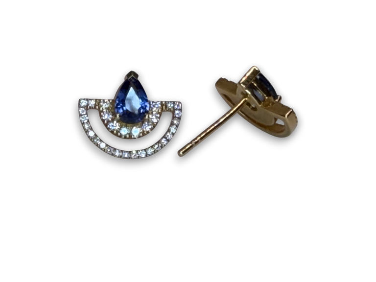 Blue Sapphire + Diamond   Earring Studs