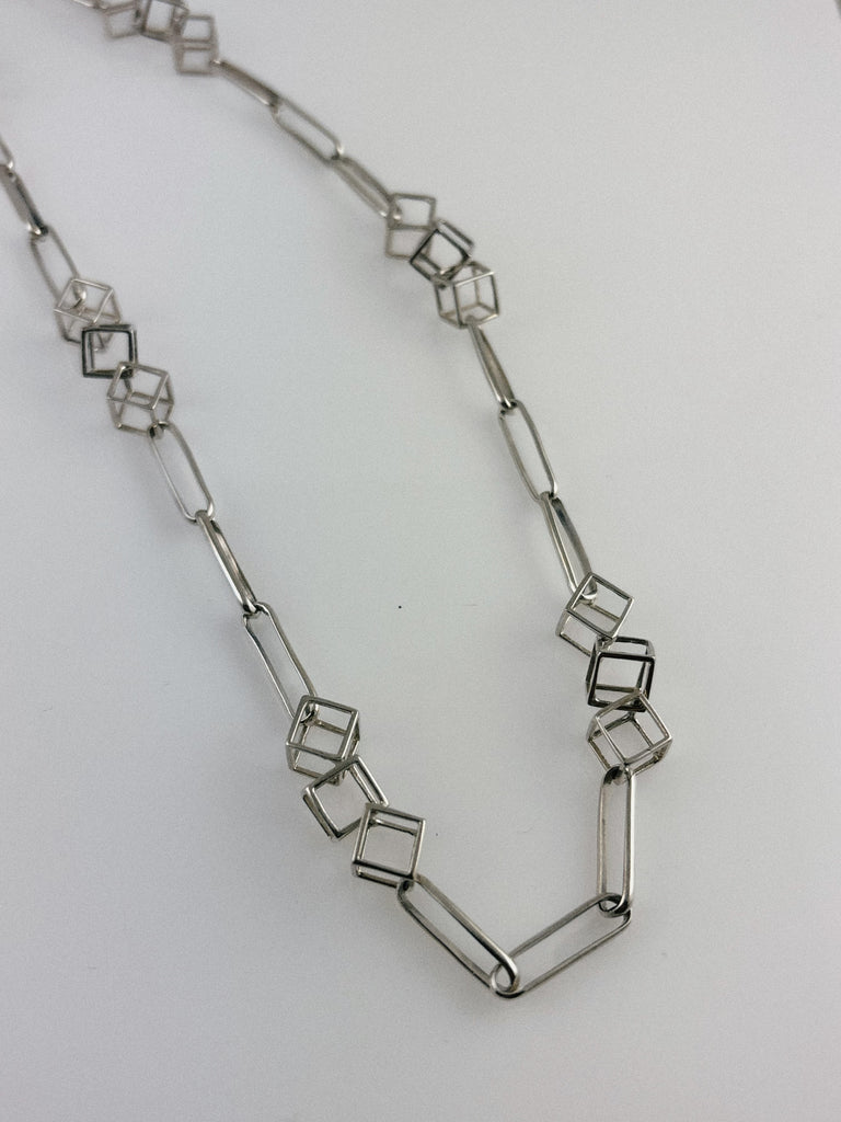 Paper Clips + Cubes Chain Necklace