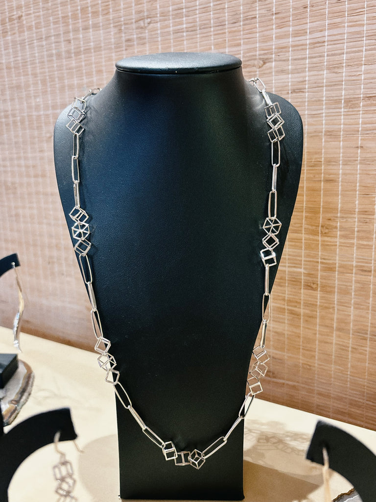 Paper Clips + Cubes Chain Necklace