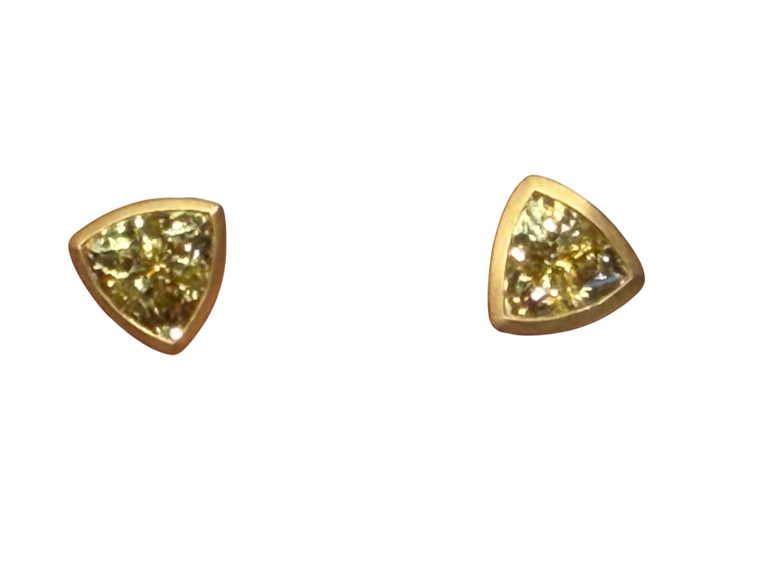 Chrysoberyl Trilliant Stud Earrings