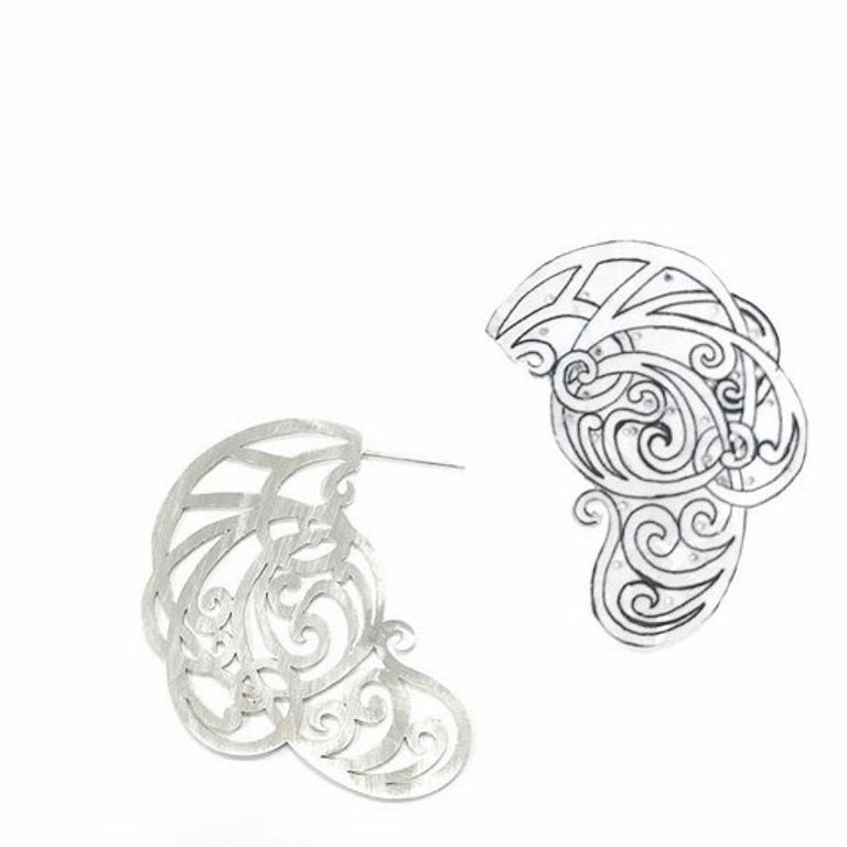'Art Nouveau' lace wing earrings