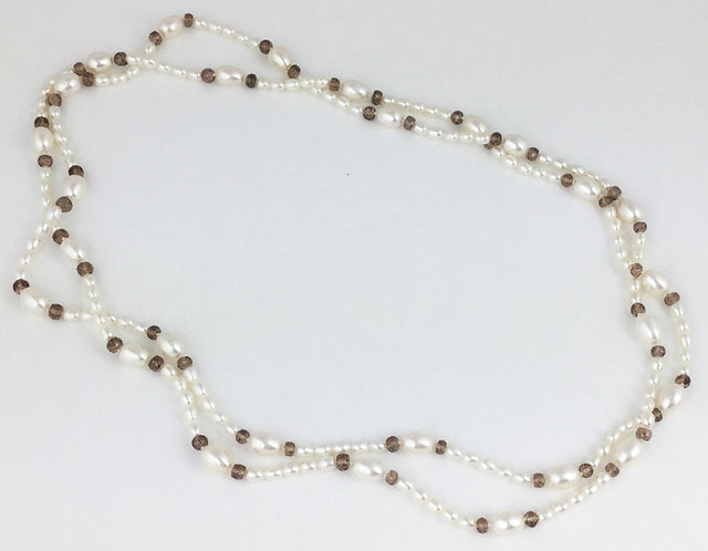 CULTURED FRESH WATER PEARLS WITH CHAMPAGNE GARNETS