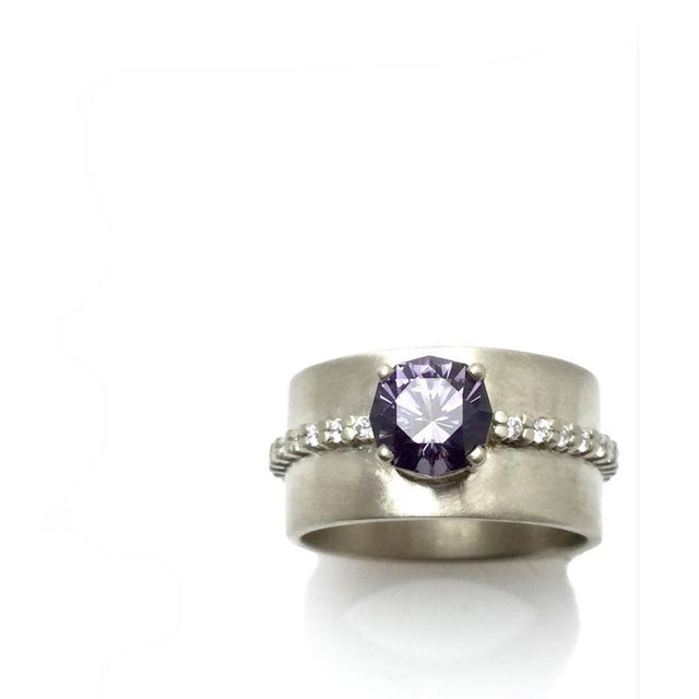 Wide Spinel & Diamond Ring