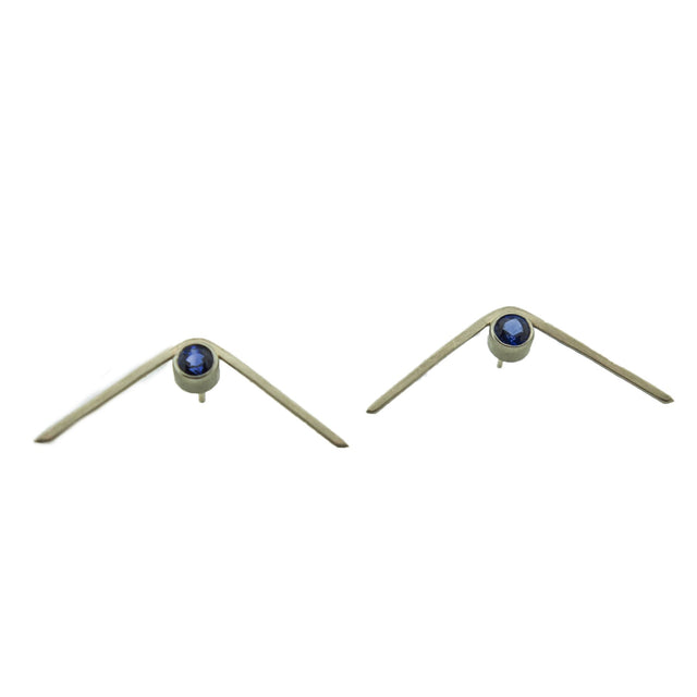 Blue Sapphire Boomerang Earrings