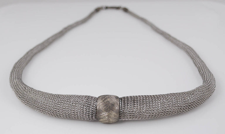 Knit Sterling Silver Mesh Necklace