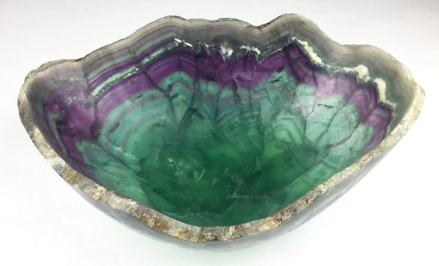 stunning large fluorite bowl in natural green, purple and blue fluorite.  