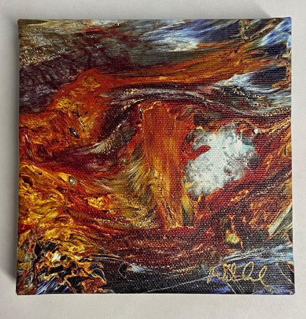 Orange, red and yellow 'gemstone' macro photo on canvas by Mike Woodward.  5" x 5"