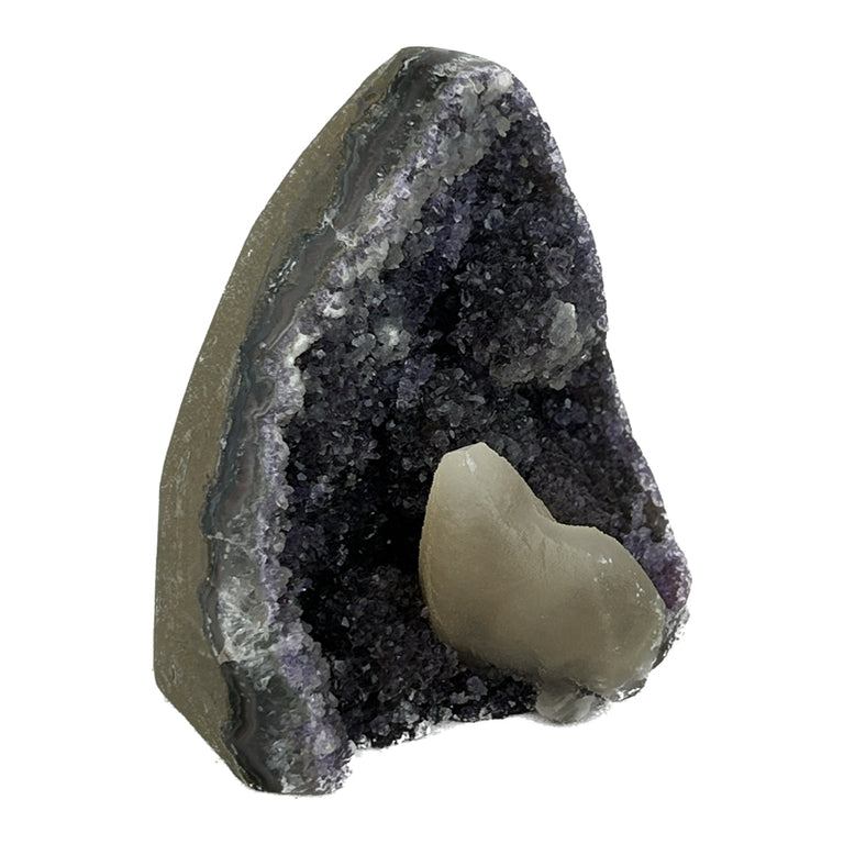 Grey + Heather Purple Drusy Quartz Geode