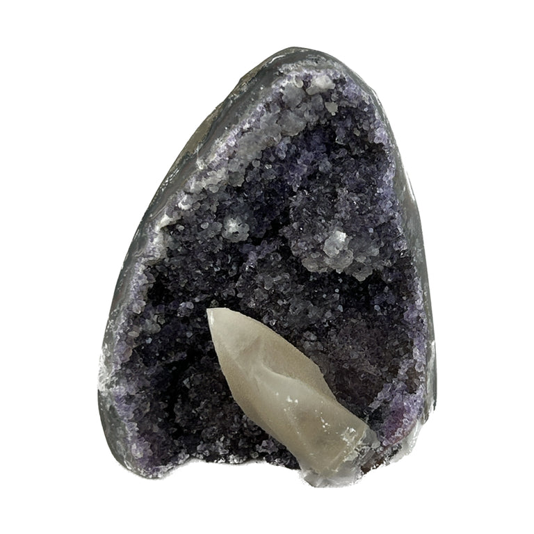Grey + Heather Purple Drusy Quartz Geode