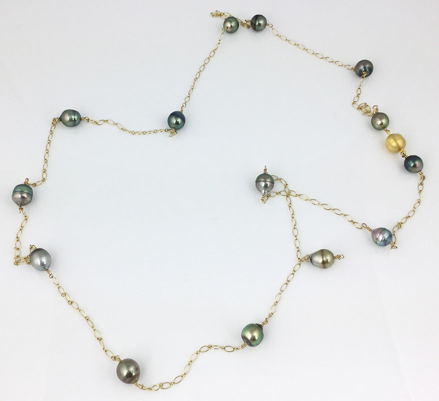 Tahitian Pearl Station Necklace