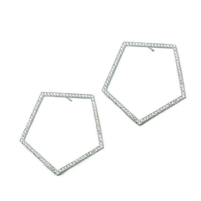 Platinum Pentagon Earrings with Diamonds