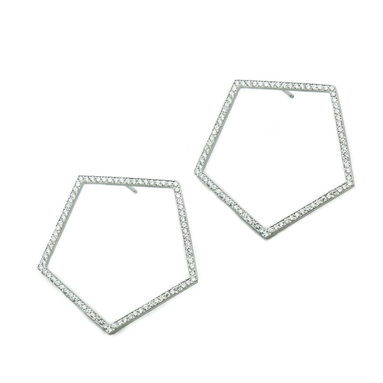 Platinum Pentagon Earrings w/Diamonds