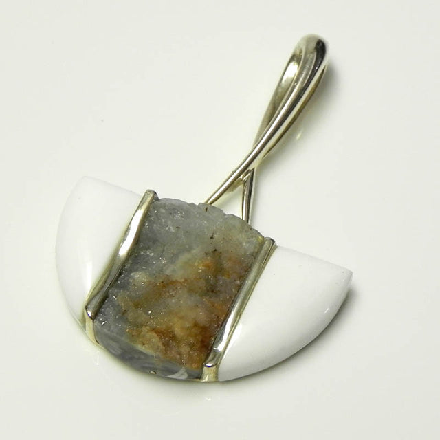 DRUSY AGATE AND WHITE AGATE PENDANT - EAT Gallery-mineral specimens, handcrafted jewelry, art, stone carvings, men's gifts, fine watches, home decor