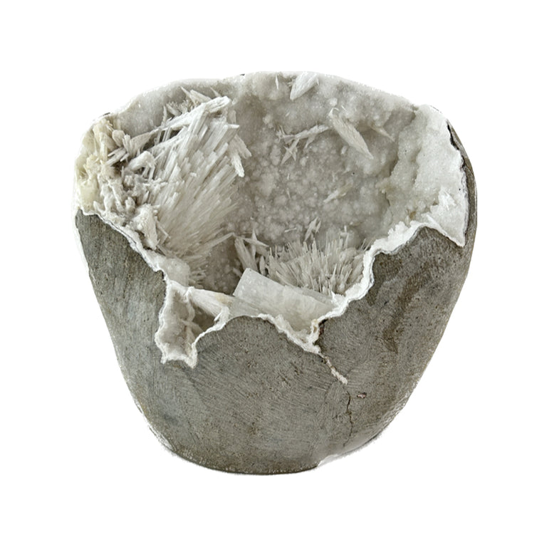 Scolecite, Mesolite + White Heulandite Geode