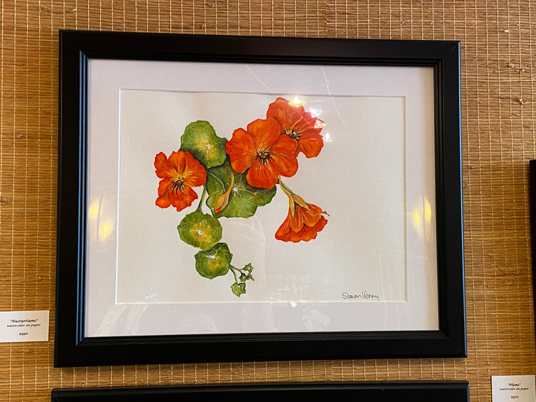 Framed "Nasturtiums" Watercolor