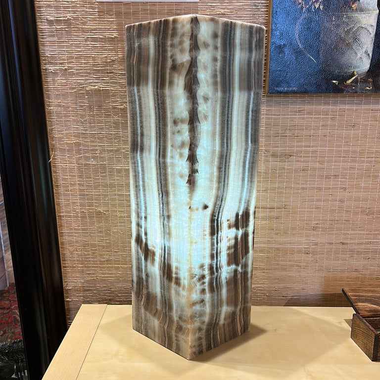 Large Grey Zebra Calcite Rectangle Lamp